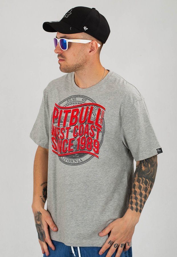 T-shirt Pit Bull California Dog szary melanż