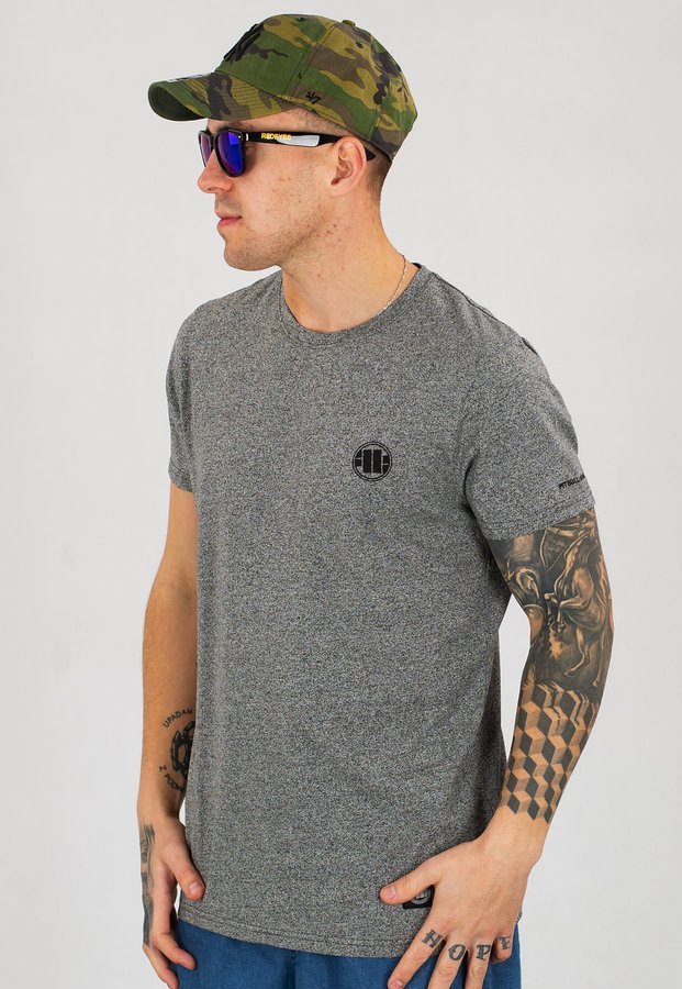 T-shirt Pit Bull Custom Fit Melange Small Logo szary