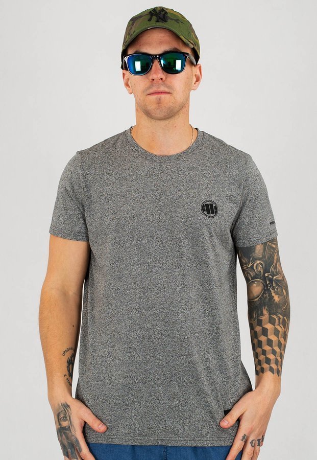 T-shirt Pit Bull Custom Fit Melange Small Logo szary