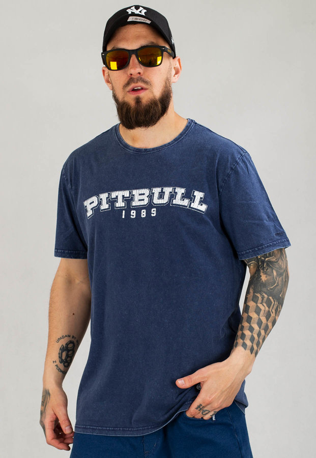 T-shirt Pit Bull Denim Washed Born In 1989 granatowy