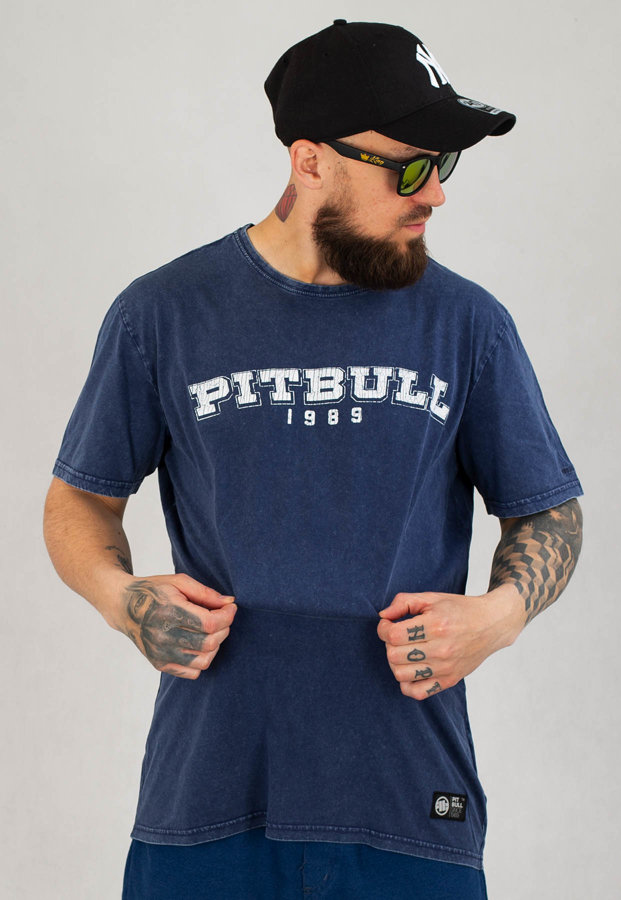 T-shirt Pit Bull Denim Washed Born In 1989 granatowy
