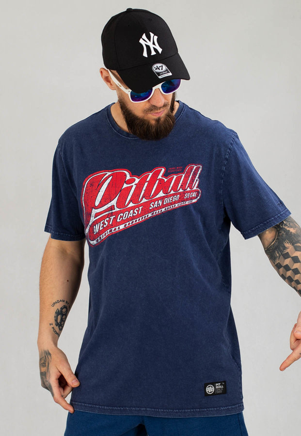 T-shirt Pit Bull Denim Washed Brand granatowy
