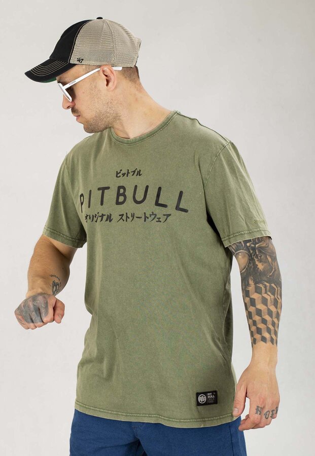 T-shirt Pit Bull Denim Washed Bravery oliwkowy