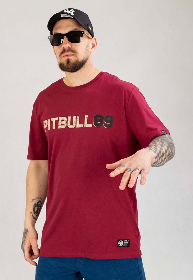 T-shirt Pit Bull Dog 89 bordowy
