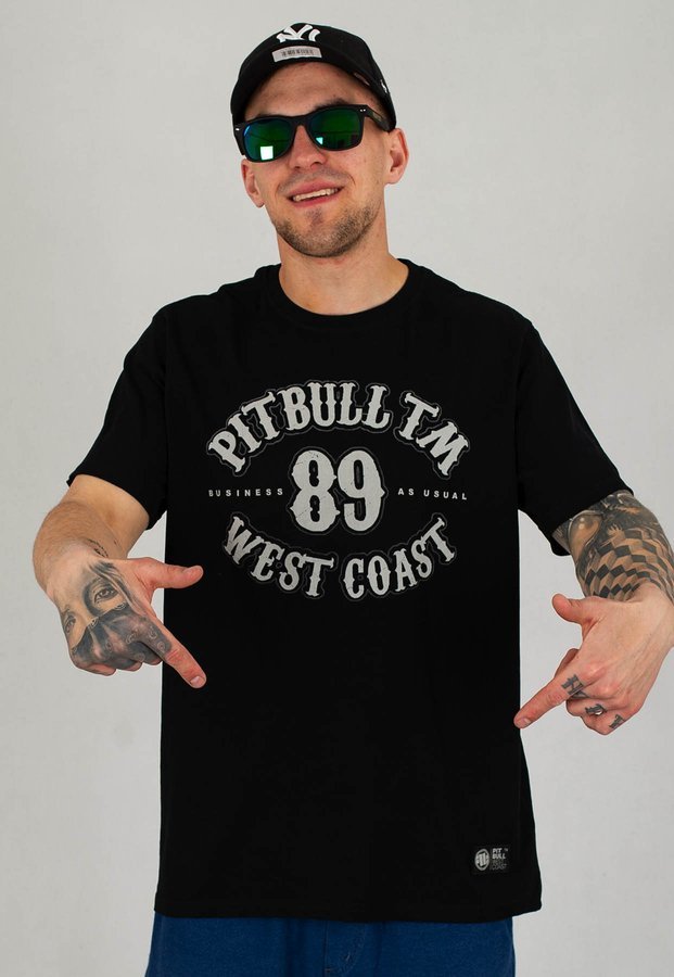 T-shirt Pit Bull Garment Washed Business As Usual czarny