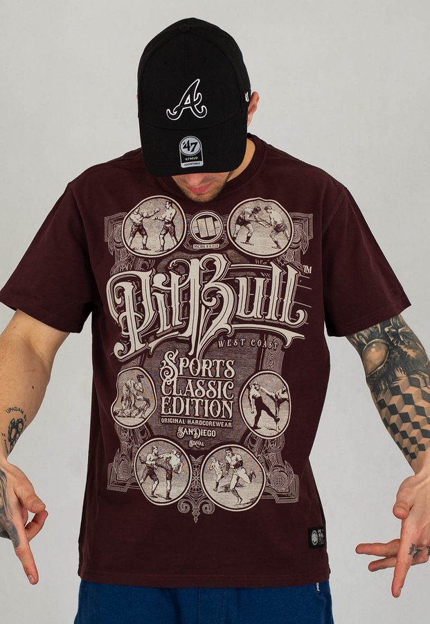 T-shirt Pit Bull Garment Washed Multisport bordowy