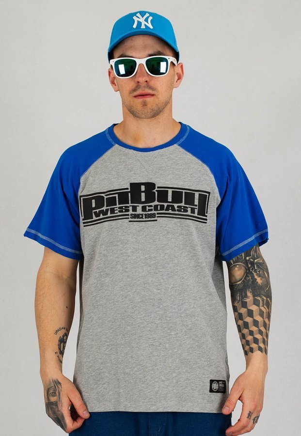 T-shirt Pit Bull Garment Washed Raglan Boxing szaro niebieski