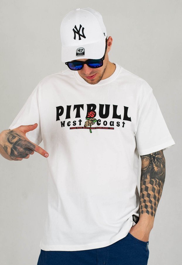 T-shirt Pit Bull Garment Washed Santa Muerte biały
