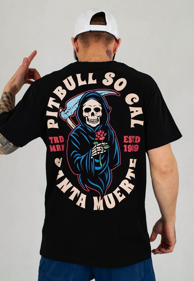 T-shirt Pit Bull Garment Washed Santa Muerte czarny