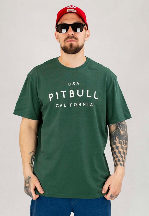 T-shirt Pit Bull Garment Washed USA Cal zielony