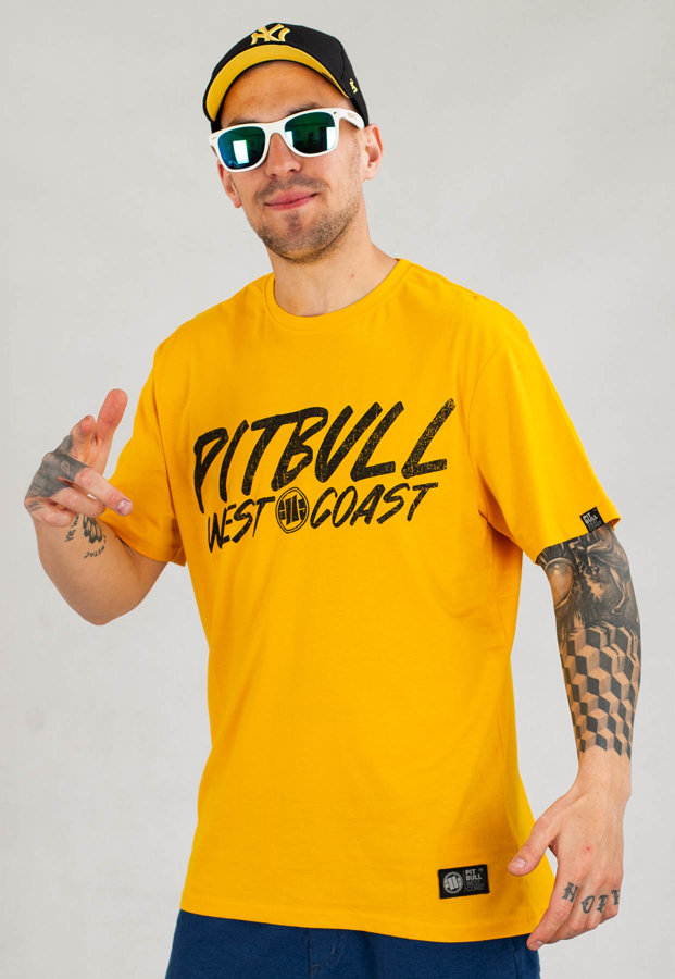 T-shirt Pit Bull Grey Dog żółte