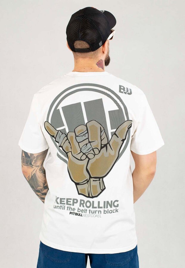 T-shirt Pit Bull Keep Rolling Middle Weight biały
