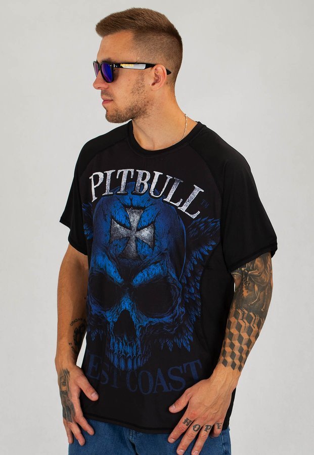 T-shirt Pit Bull Mesh Blue Skull czarny