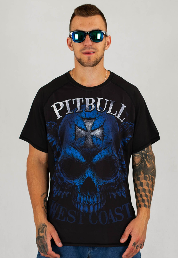 T-shirt Pit Bull Mesh Blue Skull czarny