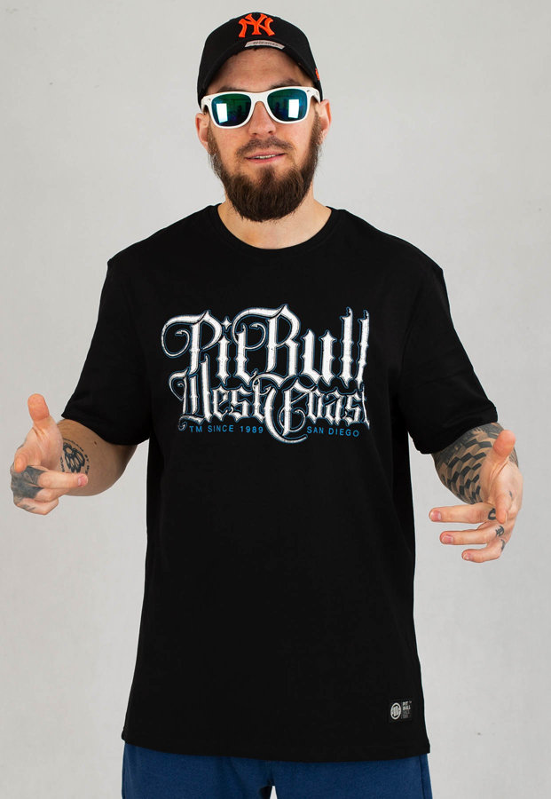 T-shirt Pit Bull Middle Skull Dog 23 czarny