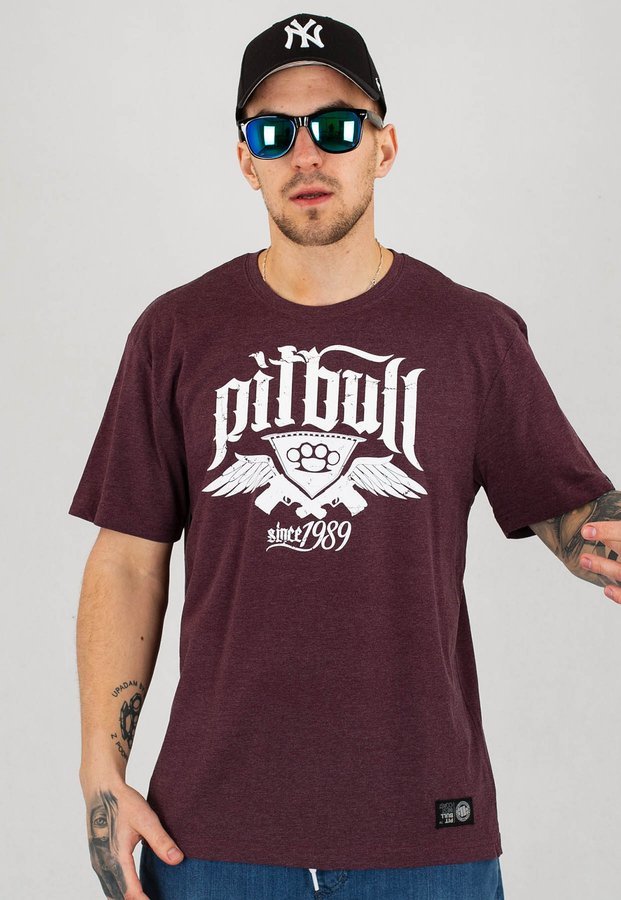 T-shirt Pit Bull Oldschool Knuckles bordowy 