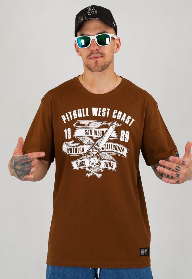 T-shirt Pit Bull Oldschool Razor brązowy