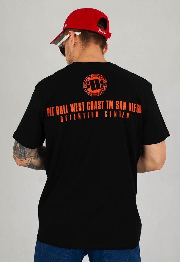 T-shirt Pit Bull Orange Dog czarny