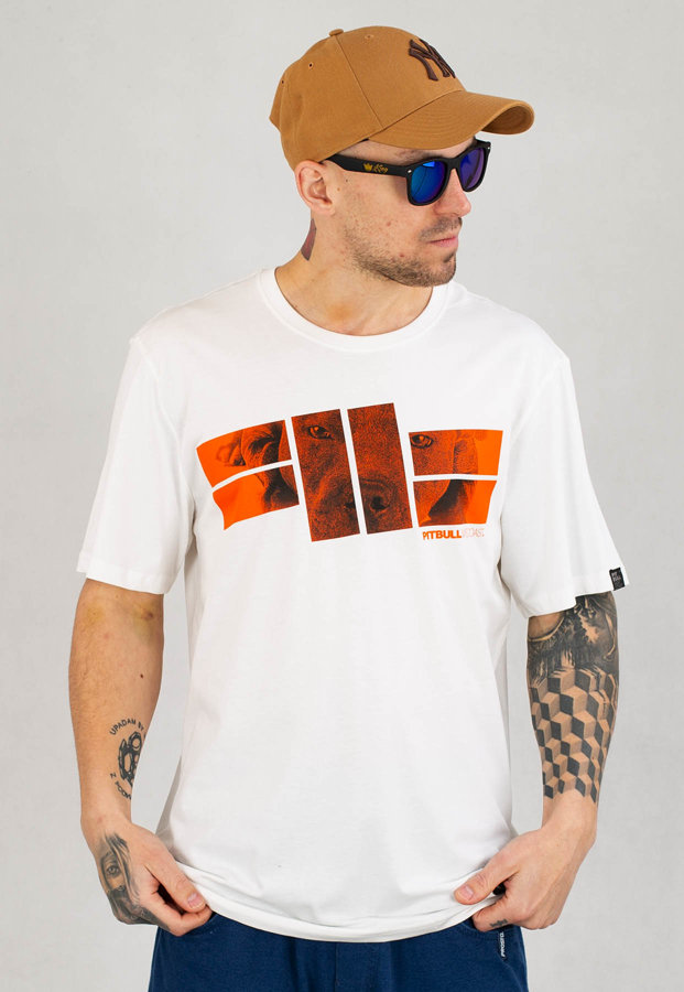 T-shirt Pit Bull Orange Logo biały