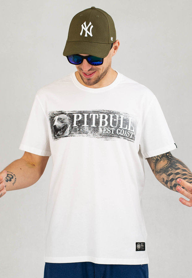 T-shirt Pit Bull Poster biały