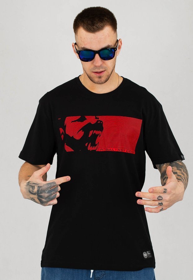 T-shirt Pit Bull Raster Dog czarno czerwony