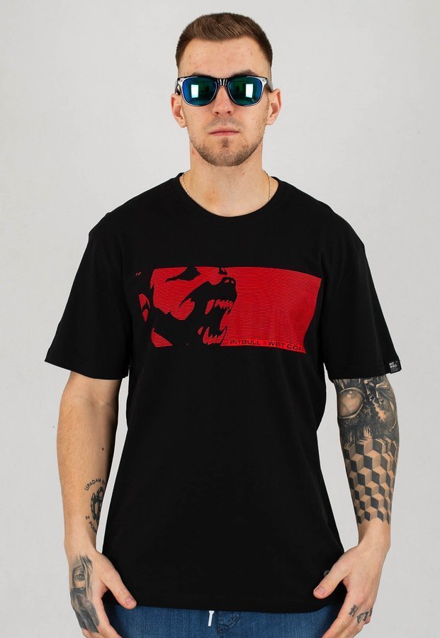 T-shirt Pit Bull Raster Dog czarno czerwony