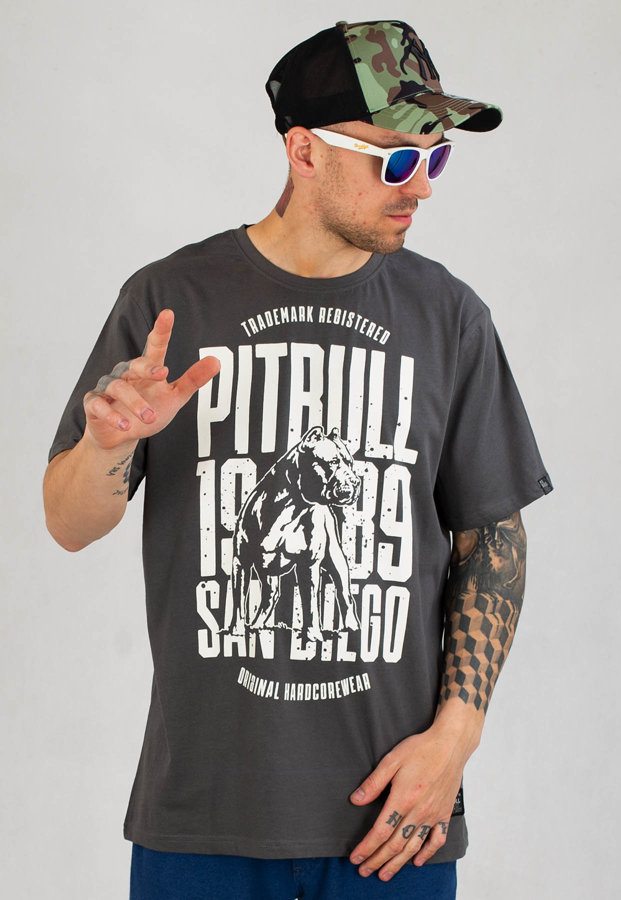 T-shirt Pit Bull San Diego Dog grafitowy