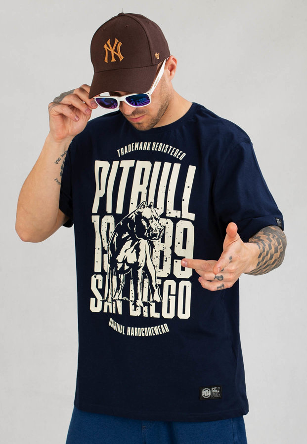 T-shirt Pit Bull San Diego Dog granatowy