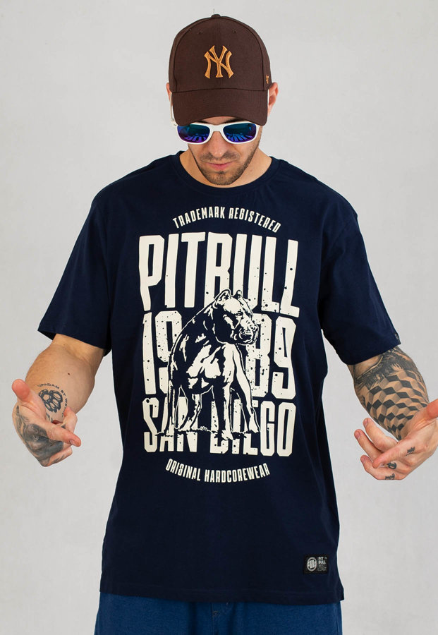 T-shirt Pit Bull San Diego Dog granatowy