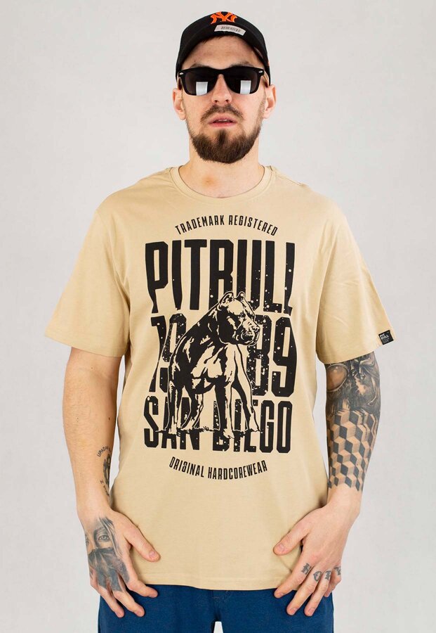 T-shirt Pit Bull San Diego Dog piaskowy