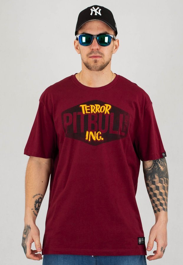 T-shirt Pit Bull Scare bordowy