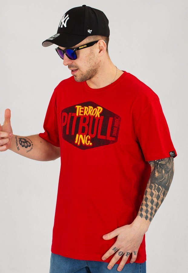 T-shirt Pit Bull Scare czerwony