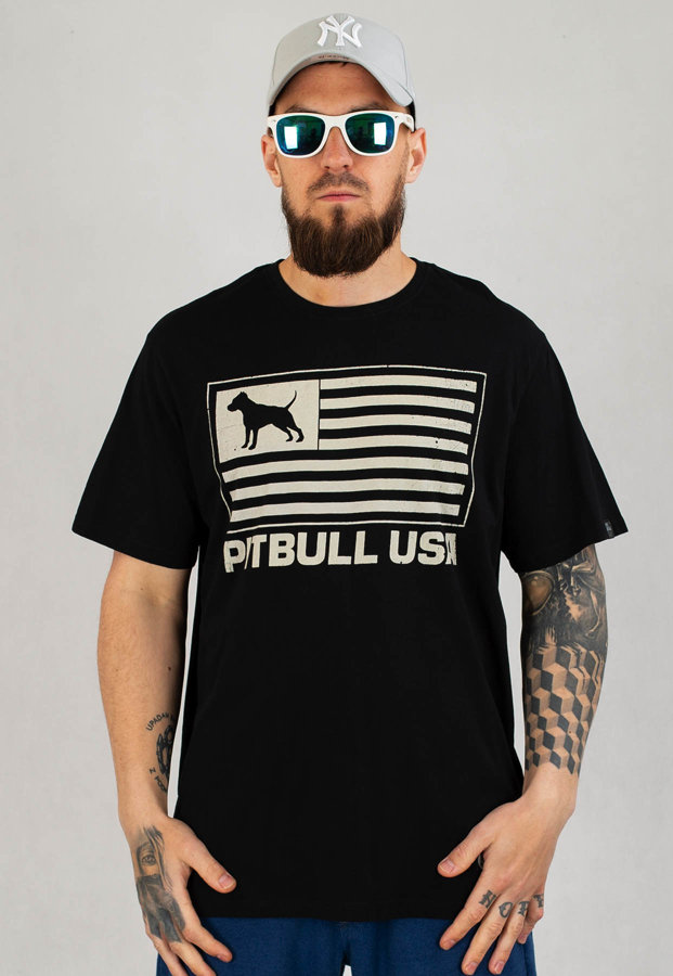 T-shirt Pit Bull USA czarny