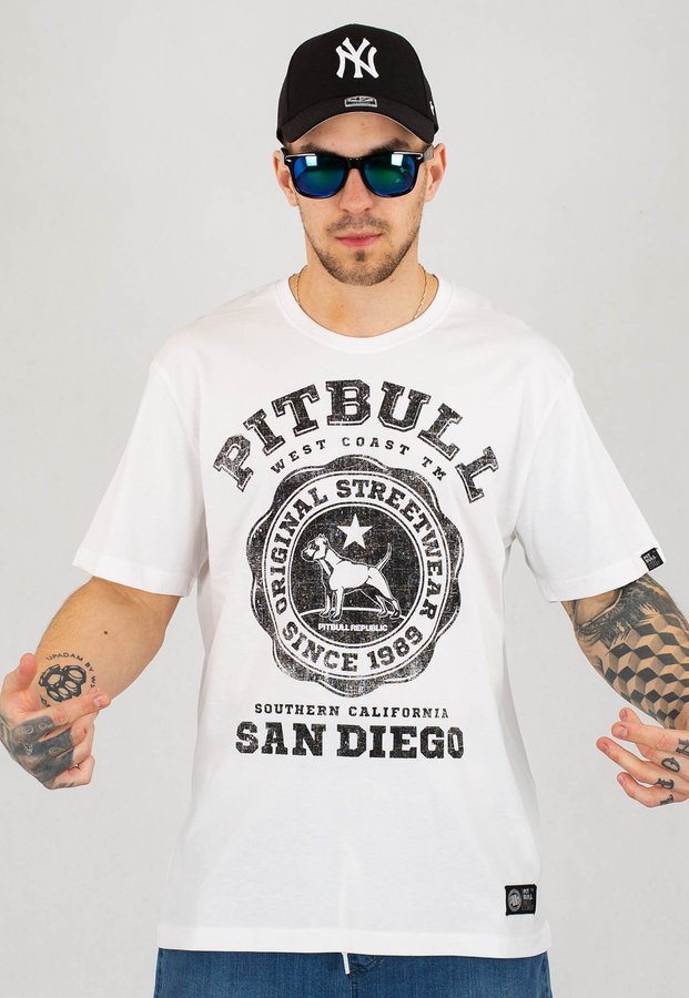 T-shirt Pit Bull University Logo biały