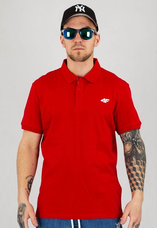 T-shirt Polo 4F TSM007 czerwony