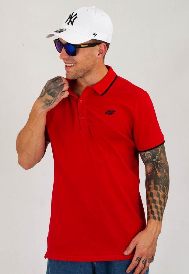 T-shirt Polo 4F TSM009 czerwony