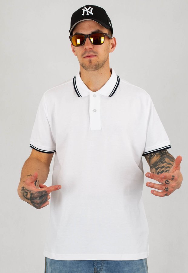 T-shirt Polo Niemaloga Stripes biało granatowy