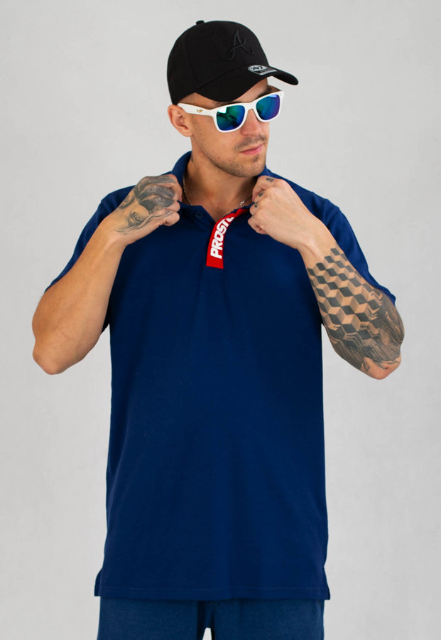 T-shirt Polo Prosto Cork ciemno niebieski