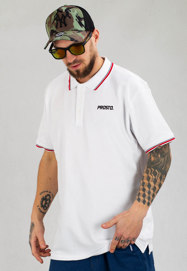 T-shirt Polo Prosto Stomp biały