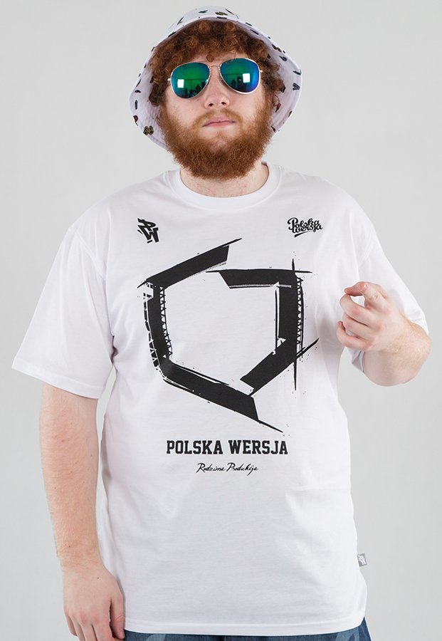 T-shirt Polska Wersja PW Kontur biały