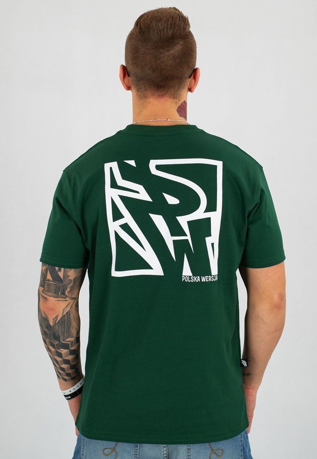 T-shirt Polska Wersja PW Tył Kwadrat ciemno zielony