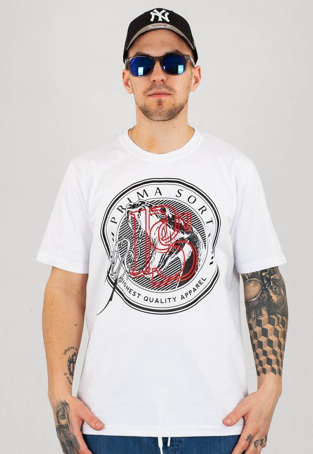 T-shirt Prima Sort Snake biały