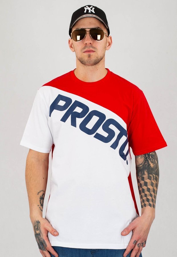 T-shirt Prosto Ciah biało czerwony