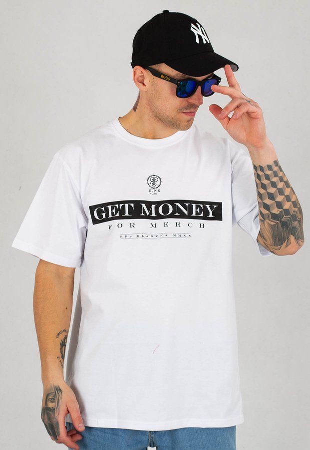T-shirt RPS Rysiu Peja Solufka Get Money biały