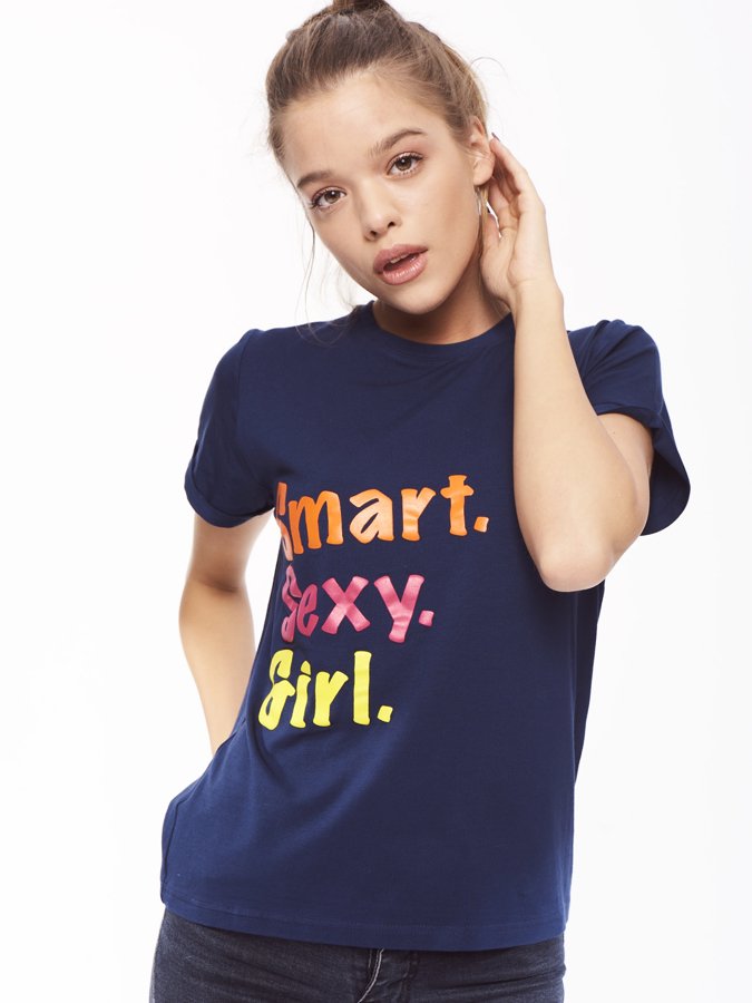 T-shirt SSG Girls Smart Sexy Girls granatowy