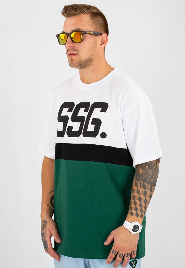 T-shirt SSG Triple Line biało zielony