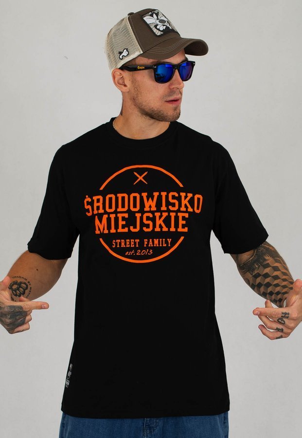 T-shirt Środowisko Miejskie Classic czarno pomarańczowy