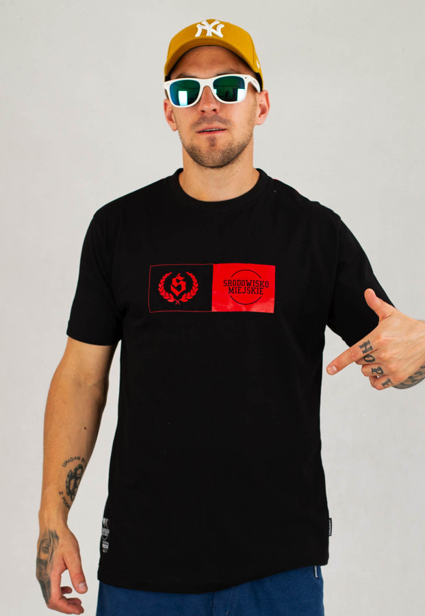 T-shirt Środowisko Miejskie Double czarno czerwony