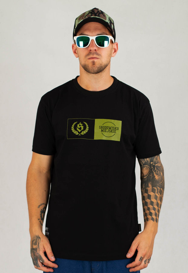 T-shirt Środowisko Miejskie Double czarno oliwkowy