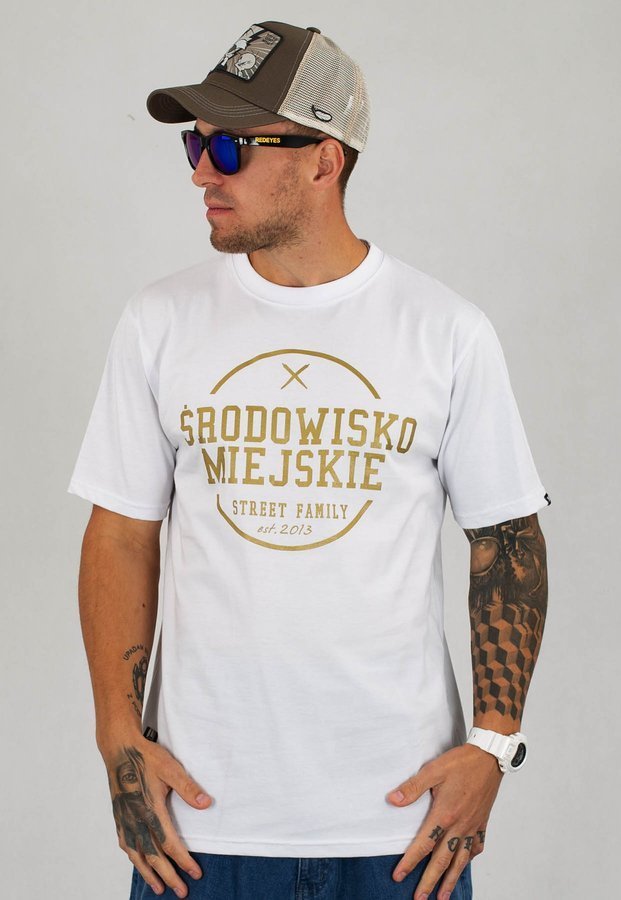 T-shirt Środowisko Miejskie Theme biało złoty